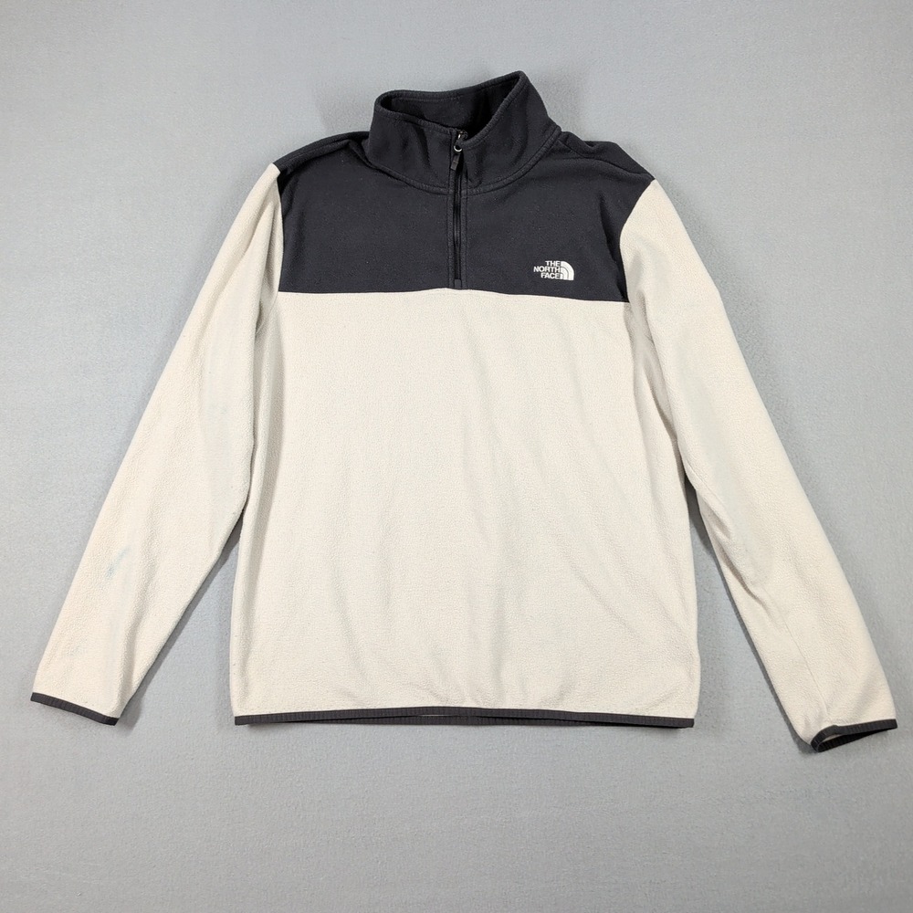 The‎ North Face Mens Quarter Zip Fleece Pullover Cream Black Large Sweatshirt
